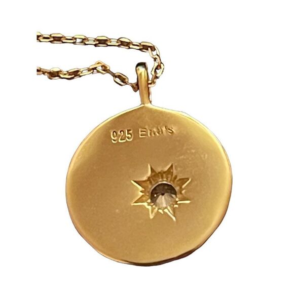 New Sterling silver 14k plated cubic zirconia black enamel moon star 18”necklace - Picture 7 of 7